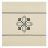 Bohemia Border Light Blue, Light Grey and Dark Grey on White