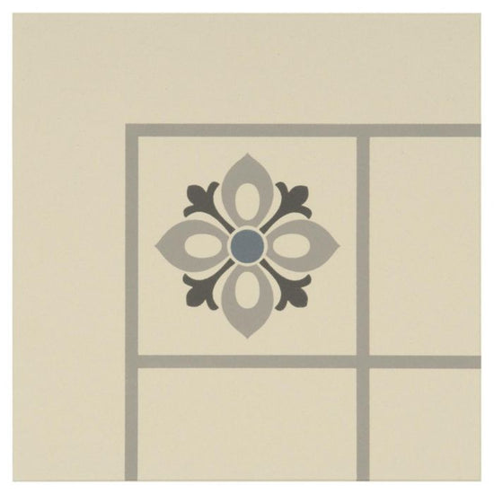 Bohemia Corner Light Blue, Light Grey and Dark Grey on White
