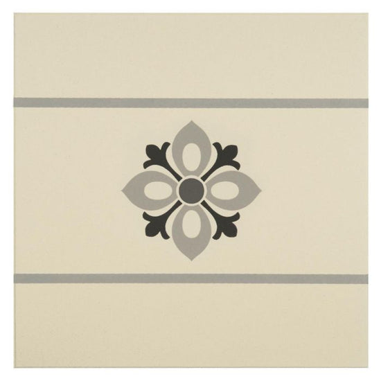 Bohemia Border Light Grey, Dark Grey and Black on White