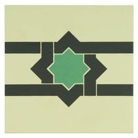 Iberian Border Dark Grey and Dark Jade on White