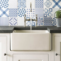 Chambray Blue Sea Blue, Sky Blue on Brilliant White
