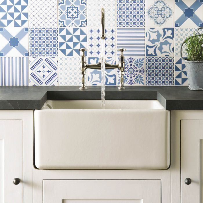 Chambray Blue Sea Blue, Sky Blue on Brilliant White