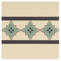 Marrakech Border Dark Blue and Dark Jade on White