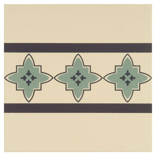 Marrakech Border Dark Blue and Dark Jade on White