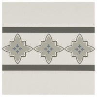 Marrakech Border Light Blue, Light Grey and Dark Grey on Dover White