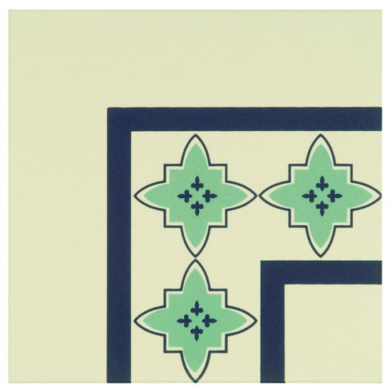Marrakech Corner Dark Blue and Dark Jade on White