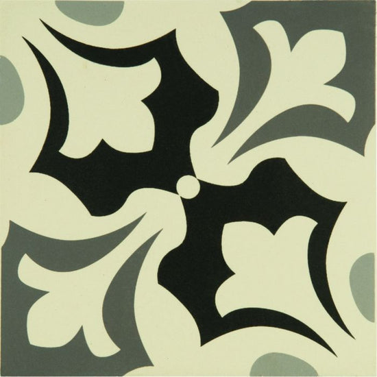 Rococo Light Grey, Dark Grey and Black on White