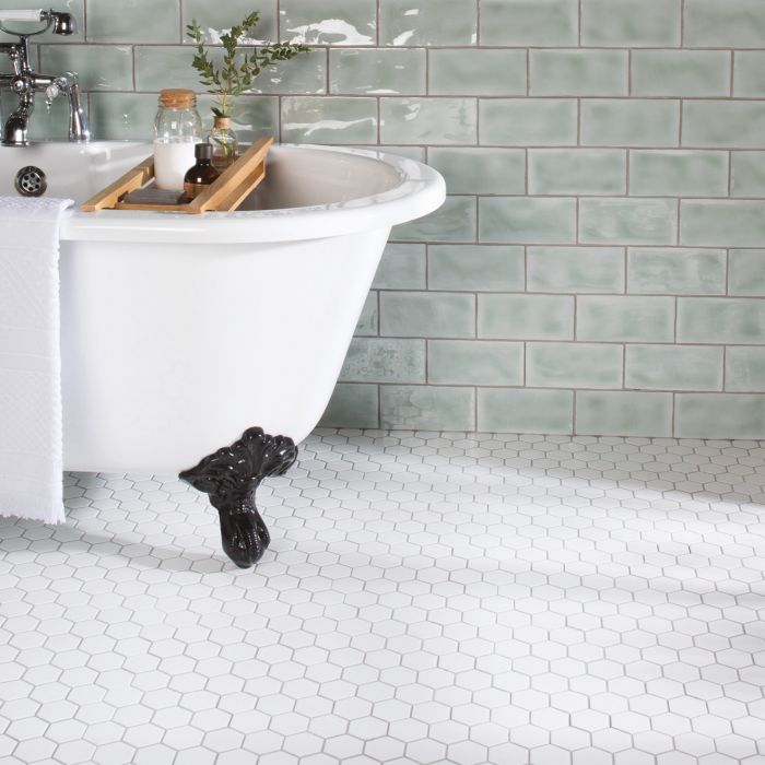White Large Honeycomb Floor Mosaic
