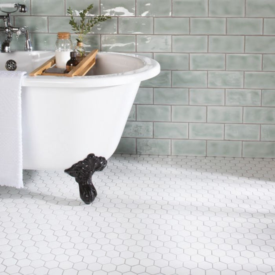 White Large Honeycomb Floor Mosaic