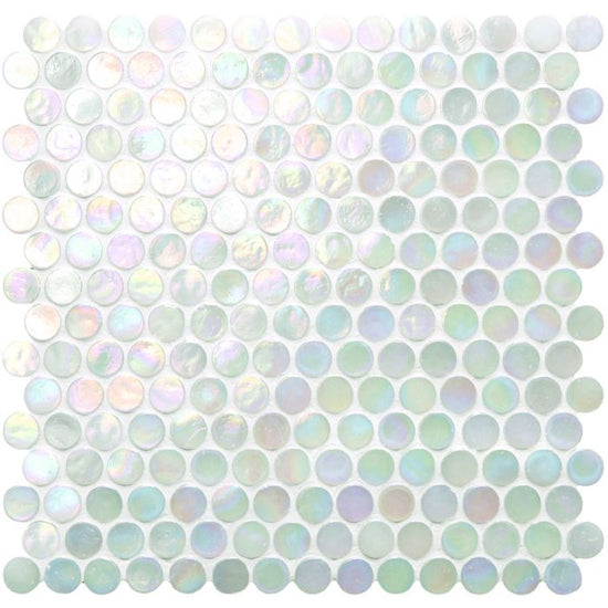 White Lady Iridescent Round Glass Mosaic